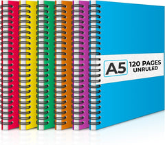 Spiral Notebook, 1 Subject, Blank, 120 Pages (60 Sheets) Per Book, Assorted Sturdy Plastic Cover