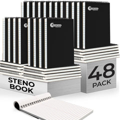 Steno Pad, Gregg Ruled, 160 Pages (80 Sheets) Per Book, Black Soft Cover
