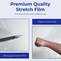 True 1500 Ft Stretch Wrap, 18" Wide, 80 Gauge Thick, Industrial Strength Film, Clear