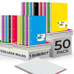 Subject Notebook, 1 Subject, College Ruled, 140 Pages (70 Sheets) Per Book, Soft Cover