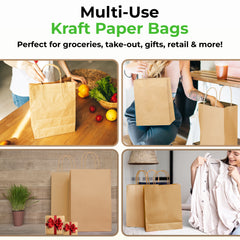 Rosmonde Kraft Paper Bag with Handle, 5.91" x 3.25" x 8.375", Kraft Gift Bags Bulk