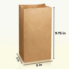 Rosmonde Kraft Paper Take Out Bag, 5" x 3" x 9.75", Paper Grocery Bags, Bakery Bags Bulk