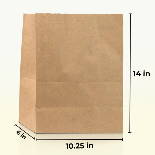 Rosmonde Kraft Paper Take Out Bag, 10.24" x 6" x 14", Brown Gift Wrapping & Grocery Bags Bulk