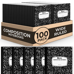 Composition Notebook, Wide Ruled, 200 Pages (100 Sheets) Per Book, Hard Cover