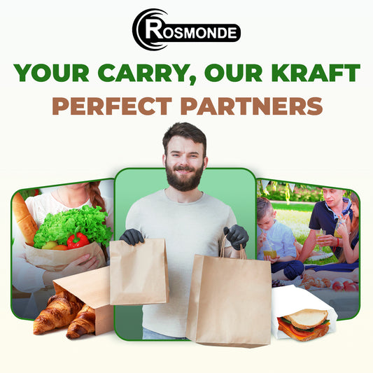 Rosmonde Kraft Paper Bag with Handle, 5.91" x 3.25" x 8.375", Kraft Gift Bags Bulk