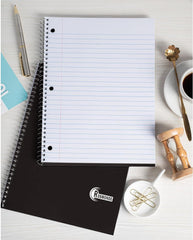 Subject Notebook, 1 Subject, Wide Ruled, 140 Pages (70 Sheets) Per Book, Black Plastic Cover