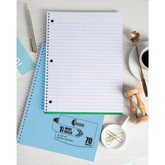 Subject Notebook, 1 Subject, Wide Ruled, 140 Pages (70 Sheets) Per Book, Assorted Plastic Cover