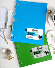 Subject Notebook, 1 Subject, College Ruled, 140 Pages (70 Sheets) Per Book, Soft Cover