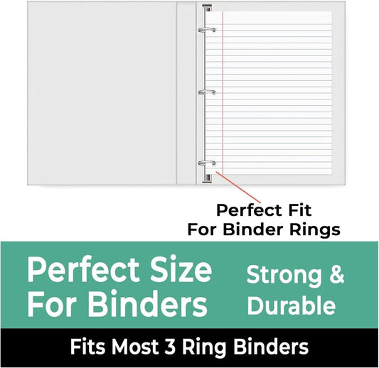 Loose Leaf Paper, Wide Ruled, 8" x 10.5", Filler Paper, 56 GSM Thick Paper, 3 Hole-Punched, 150 Sheets/Pack