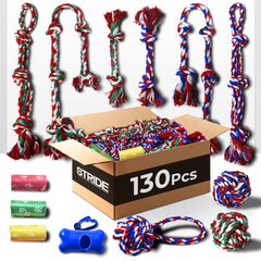 Stride Large Dog Toys, Set of 130, Dog Rope Toys, Bulk Dog Toys for Aggressive Chewers