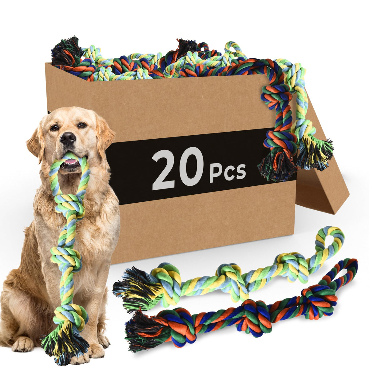 Stride Dog Rope Toys, Set of 20 Indestructible Dog Toys, Large Dog Toys for Aggressive Chewers