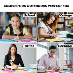Composition Notebook, Wide Ruled, 200 Pages (100 Sheets) Per Book, Hard Cover